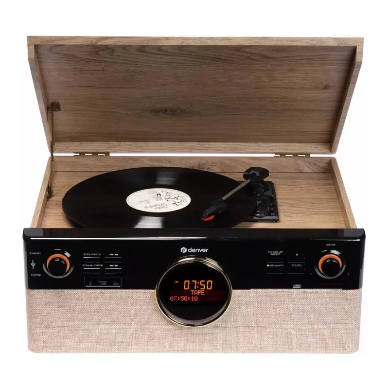 Denver MRD-180 Centro de música retro em madeira DAB+/FM CD cassete Bluetooth