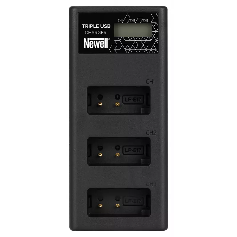 Carregador de bateria de três canais Newell CD-USB-C para Canon LP-E17