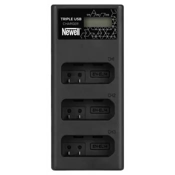 Carregador de bateria de 3 canais Newell CD-USB-C para Nikon EN-EL14