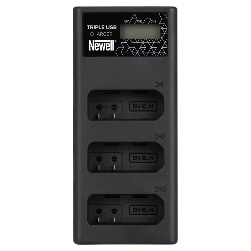 Carregador de bateria de 3 canais Newell CD-USB-C para Nikon EN-EL14