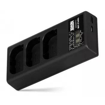 Carregador de três canais Newell CD-USB-C para baterias Canon LP-E6