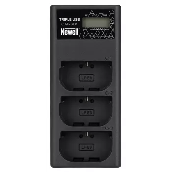 Carregador de três canais Newell CD-USB-C para baterias Canon LP-E6