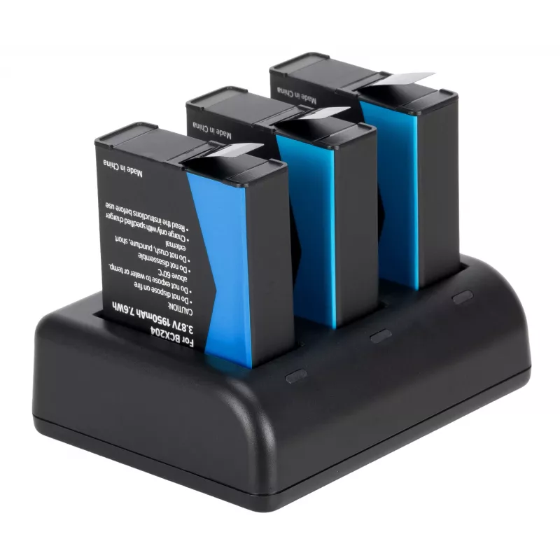 Carregador de três canais Newell SDC-USB-C e 3 baterias BCX-204 para DJI Osmo Action