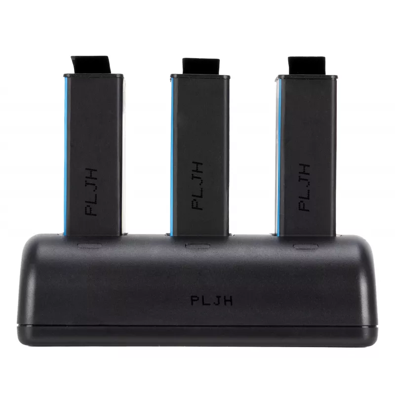 Carregador de três canais Newell SDC-USB-C e 3 baterias BCX-204 para DJI Osmo Action