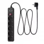 Akyga AK-SP-05U régua de tomadas com proteção contra sobretensão, 5x CEE 7/5 (tipo E), 2x USB-A, 1,8 m, preto