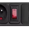 Akyga AK-SP-05U régua de tomadas com proteção contra sobretensão, 5x CEE 7/5 (tipo E), 2x USB-A, 1,8 m, preto