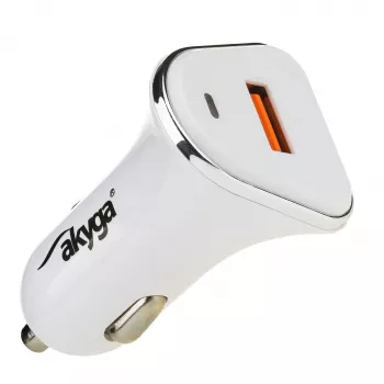 Akyga AK-CH-07 carregador de automóvel 12/24V 18W USB-A Quick Charge 3.0 5-12V / 1.5-3A branco