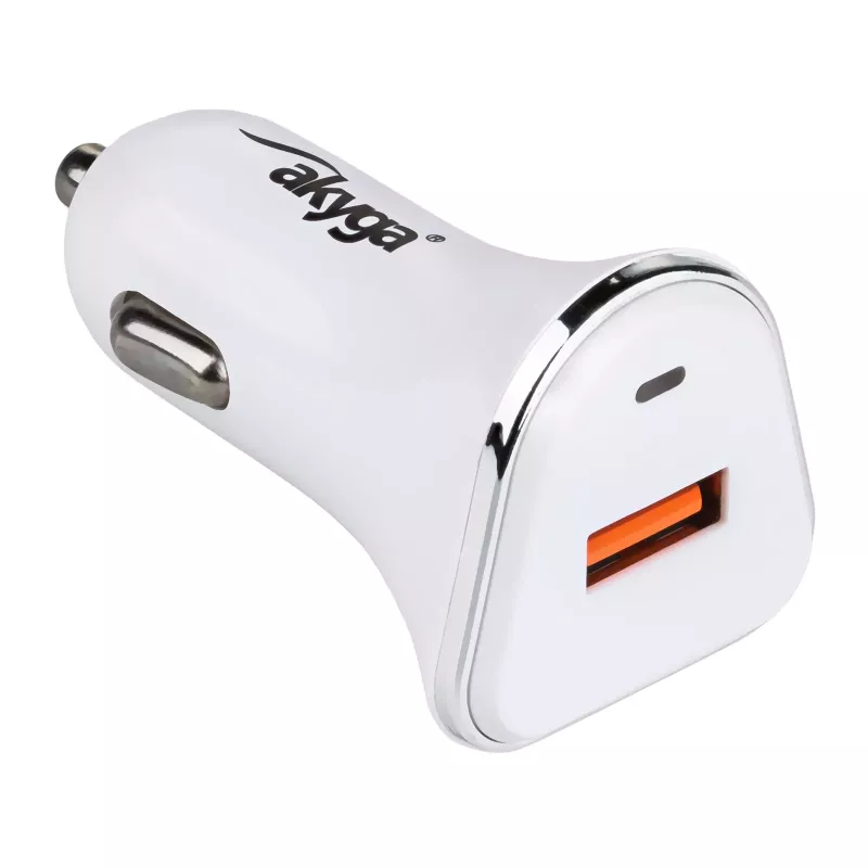 Akyga AK-CH-07 carregador de automóvel 12/24V 18W USB-A Quick Charge 3.0 5-12V / 1.5-3A branco