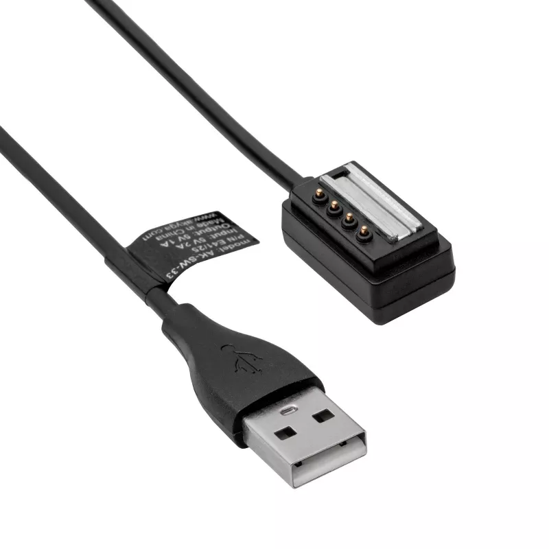 Cabo de carregamento magnético Akyga AK-SW-33 para Suunto 9 / D5 / Spartan Sport, USB-A, 1 m, preto