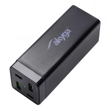 Carregador USB Akyga Charge Brick AK-CH-17 65 W, 2 x USB-C PD + 2 x USB-A QC 4+, preto