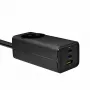 Carregador USB GaN Akyga AK-CH-21 65 W, 2 x USB-C + USB-A, com tomada, 1,5 m, preto