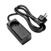 Carregador USB GaN Akyga AK-CH-21 65 W, 2 x USB-C + USB-A, com tomada, 1,5 m, preto