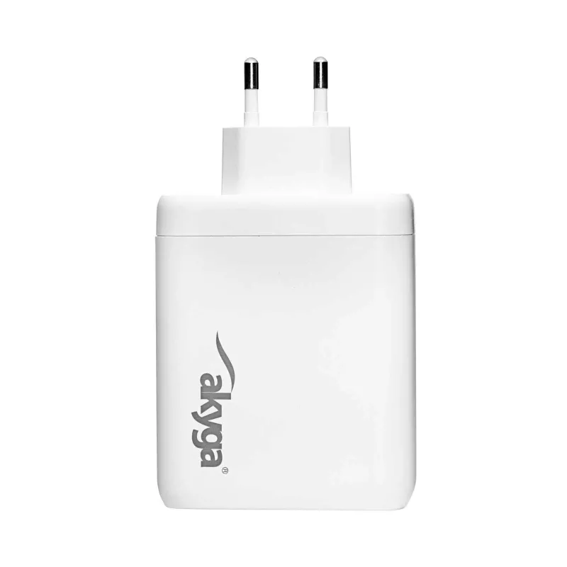 Carregador USB GaN Akyga AK-CH-24 140 W, 3 x USB-C PD + USB-A, branco