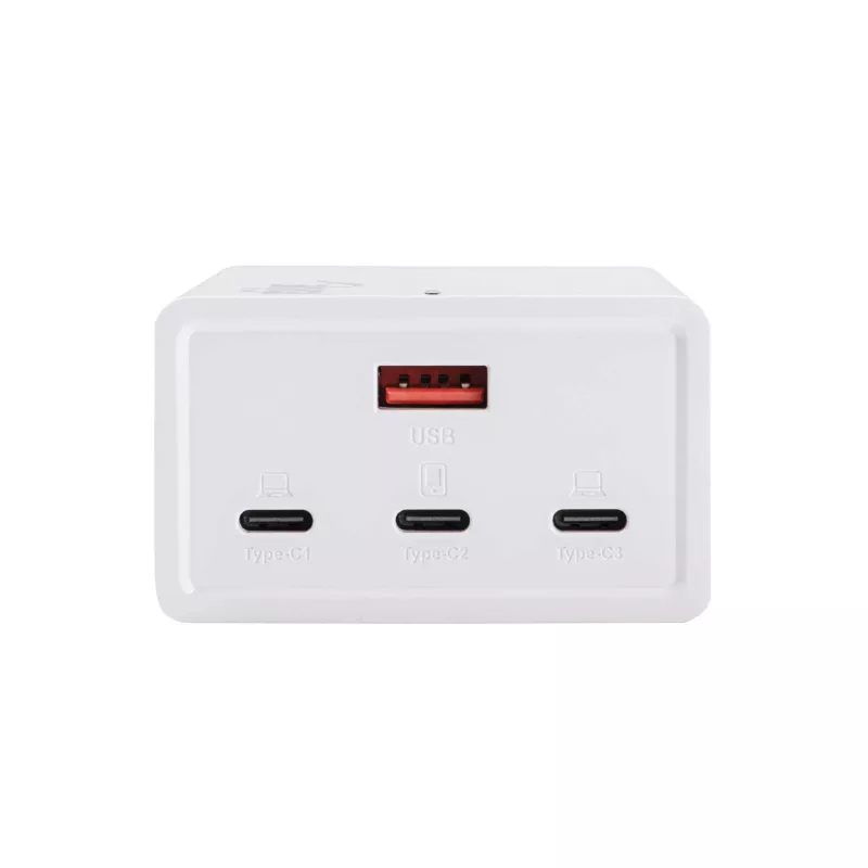 Carregador USB de mesa GaN Akyga AK-CH-25 140 W, 3 x USB-C PD + USB-A, branco