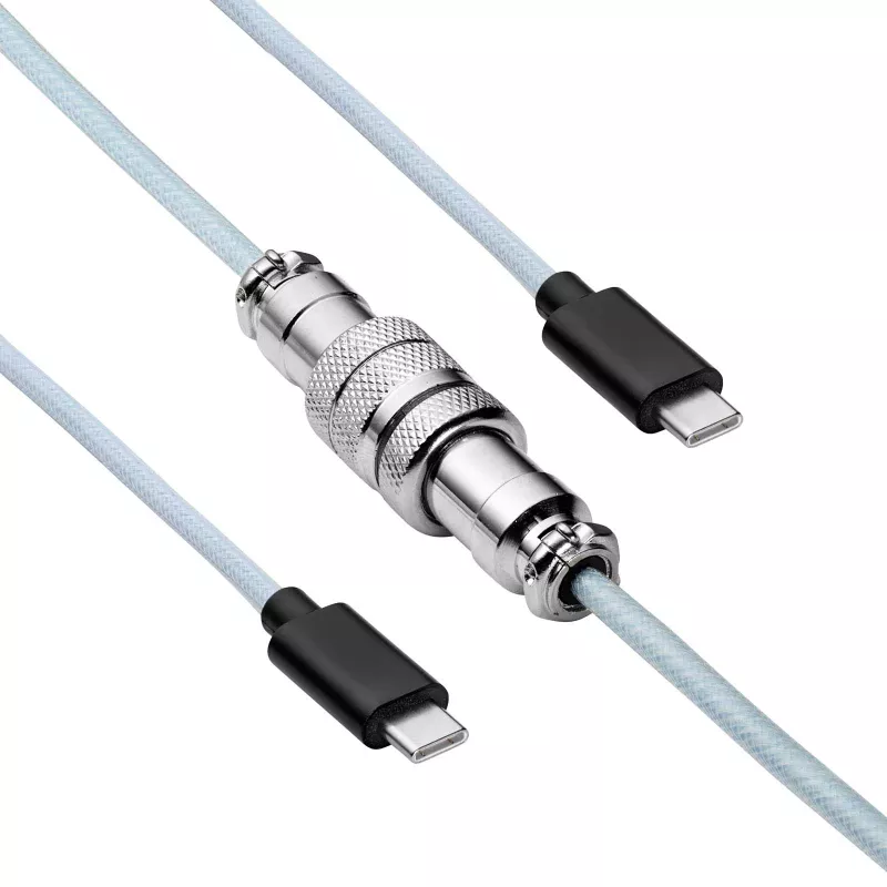 Cabo espiral Aviator Akyga AK-USB-49 USB-C para USB-C com ficha GX16, USB 2.0, 3 m, branco