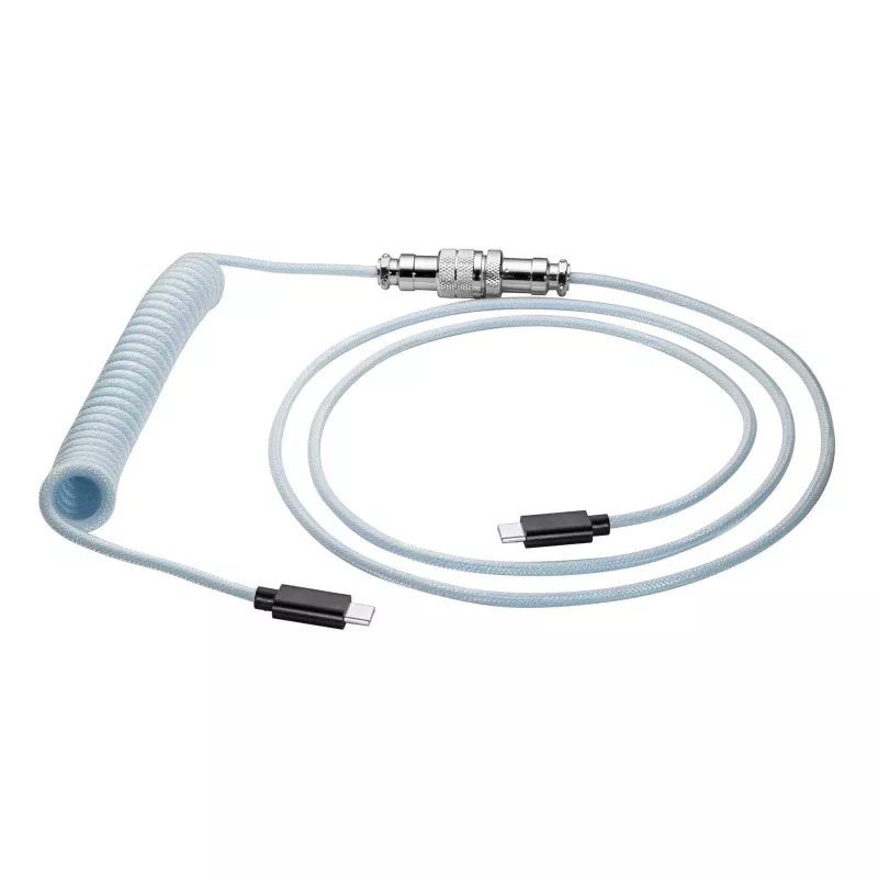 Cabo espiral Aviator Akyga AK-USB-49 USB-C para USB-C com ficha GX16, USB 2.0, 3 m, branco