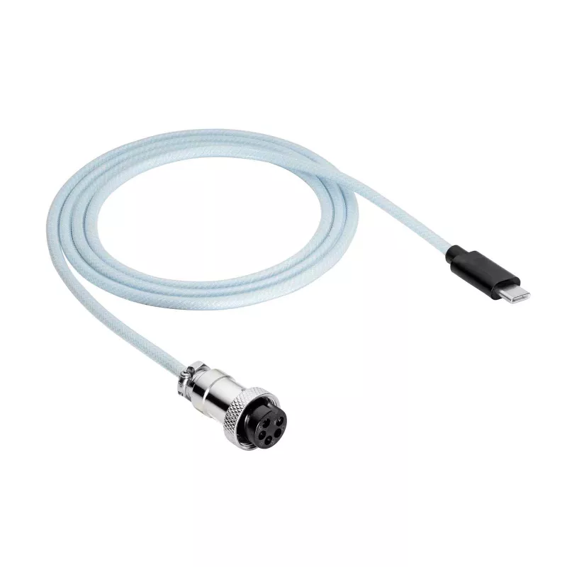 Cabo espiral Aviator Akyga AK-USB-49 USB-C para USB-C com ficha GX16, USB 2.0, 3 m, branco
