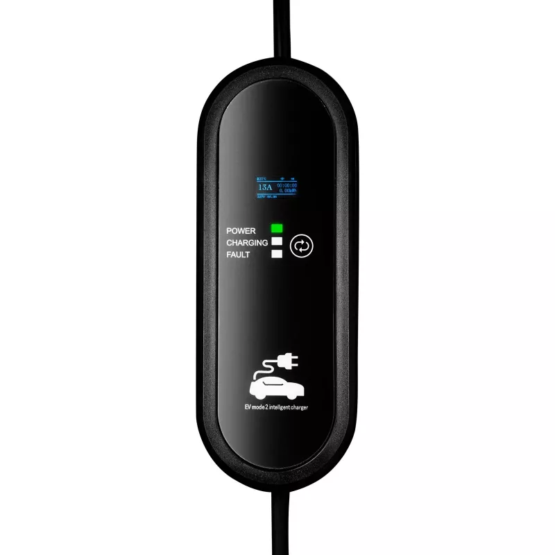 Carregador EV móvel Akyga AK-EC-20, Type 2, ficha UK (BS 1363), monofásico, 13 A, 3 kW, LCD, 5 m