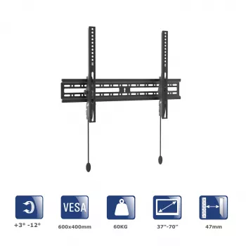 Suporte de parede para TV inclinável Akyga AK-MB-07, 37-70 polegadas, 60 kg, VESA 600x400, preto
