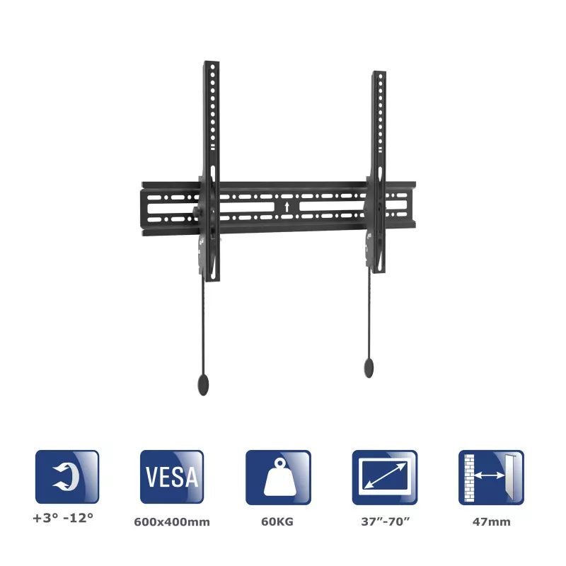 Suporte de parede para TV inclinável Akyga AK-MB-07, 37-70 polegadas, 60 kg, VESA 600x400, preto