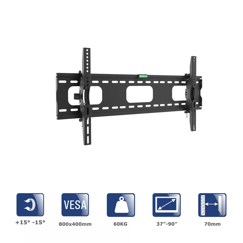Suporte de parede para TV inclinável Akyga AK-MB-08, 37-90 polegadas, 60 kg, VESA 800x400, preto