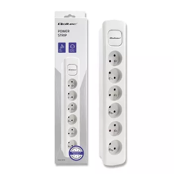 Qoltec Régua de Tomadas 6 Tomadas 1,8 m Branco