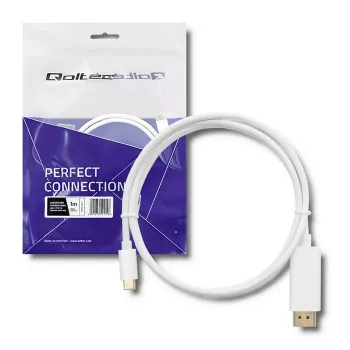 Qoltec Cabo Adaptador USB 3.1 Type-C Macho para HDMI Type A Macho, 4K, Alternate Mode, 1m, Preto