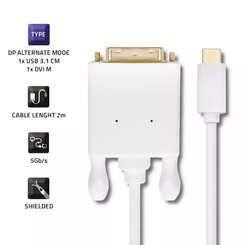 Qoltec Cabo Adaptador USB 3.1 Type-C Macho para DVI-D Macho 2m 4K