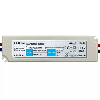 Fonte de alimentação comutada LED Qoltec 36W 12V 3A IP67 à prova de água