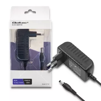 Fonte de alimentação Qoltec 18W 9V 2A 5,5x2,1mm ficha EU preto