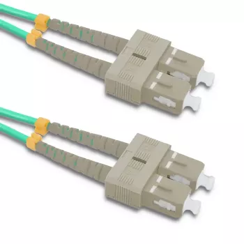 Cabo de patch de fibra ótica Qoltec SC/UPC para SC/UPC duplex multimodo OM4, 5m, aqua