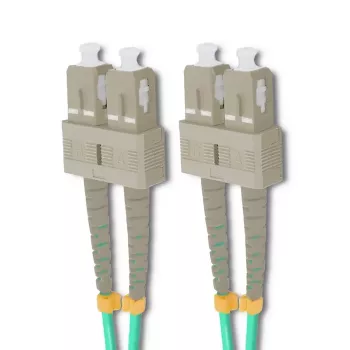 Cabo de patch de fibra ótica Qoltec SC/UPC para SC/UPC duplex multimodo OM4, 5m, aqua