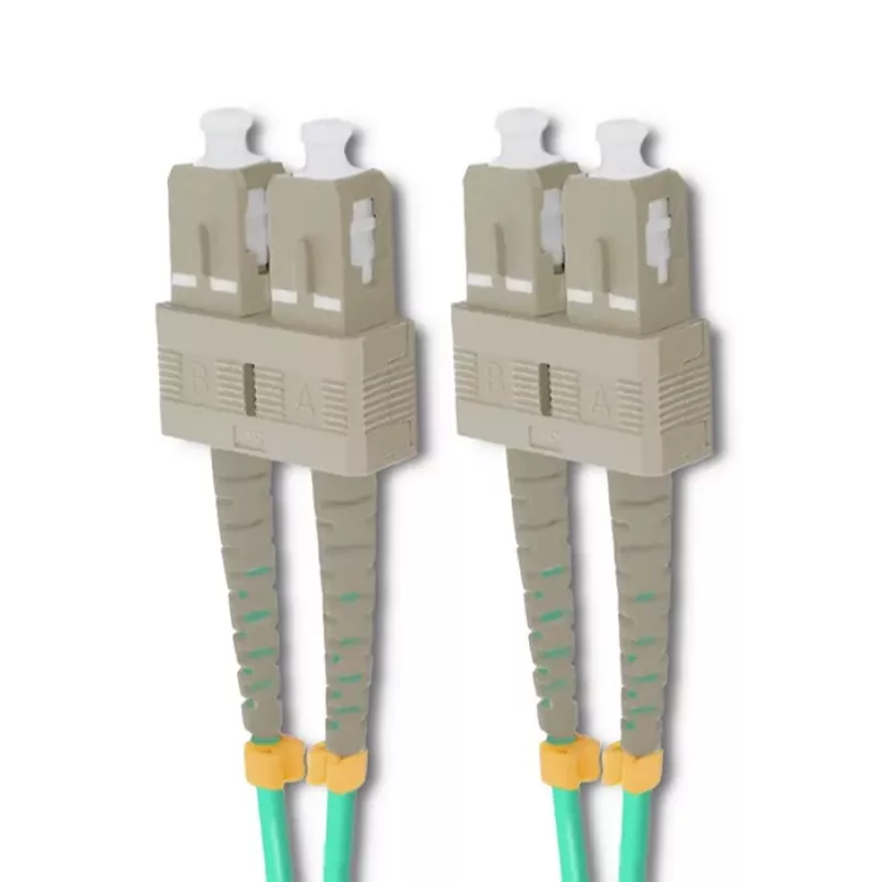 Cabo de patch de fibra ótica Qoltec SC/UPC para SC/UPC duplex multimodo OM4, 5m, aqua