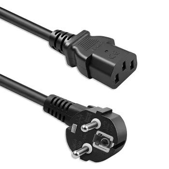 Cabo de alimentação QOLTEC SCHUKO CEE ficha angular IEC C13 2m preto