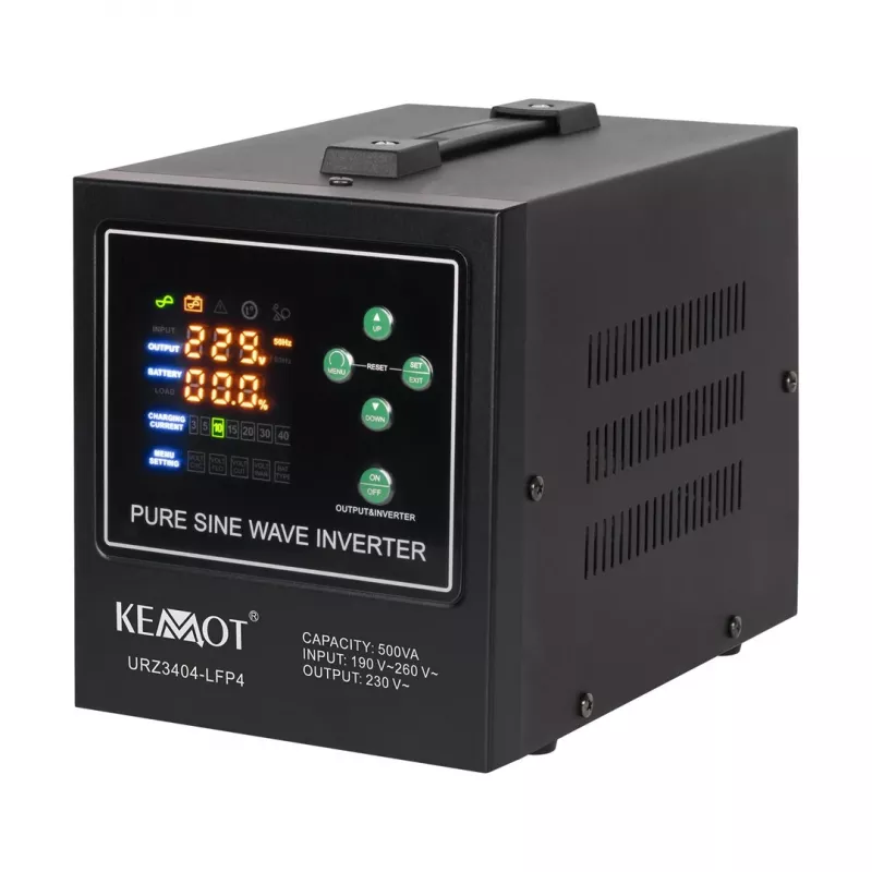 UPS inversor de onda sinusoidal pura com função de carregamento KEMOT PROsinus-500-LFP4 12V 230V 500VA/300W
