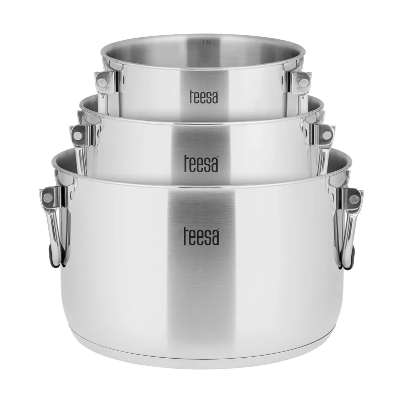 Conjunto de 6 panelas TEESA COOK PRIME, aço inoxidável, adequado para indução