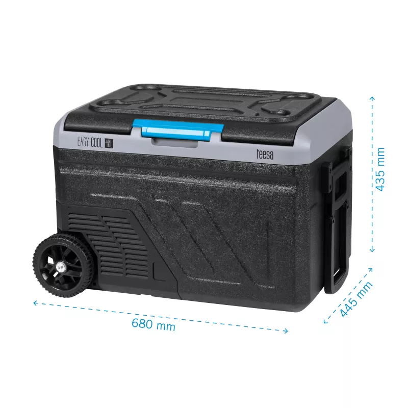 Frigorífico/congelador profissional com compressor TEESA TSA6002 40L, DC12/24V AC230V, compatível com bateria, rodas grandes, pega robusta, Bluetooth