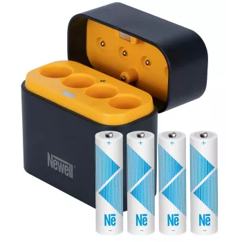 Carregador de bateria Li-Ion de 4 canais Newell + 4 pilhas AA 2200 mAh Li-Ion