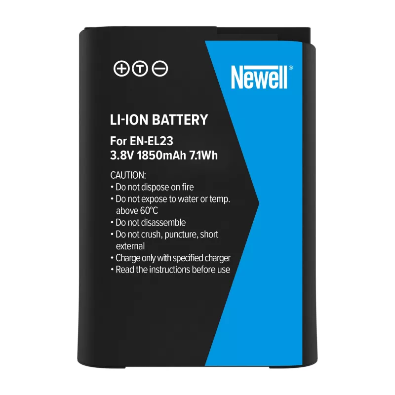 Bateria de substituição Newell para Nikon EN-EL23, 1850mAh, 7,0Wh, Li-Ion
