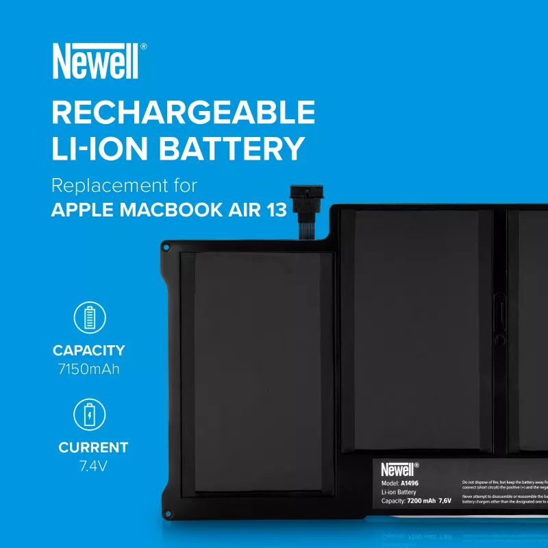 Bateria Newell A1496 7150 mAh para Apple MacBook Air 13