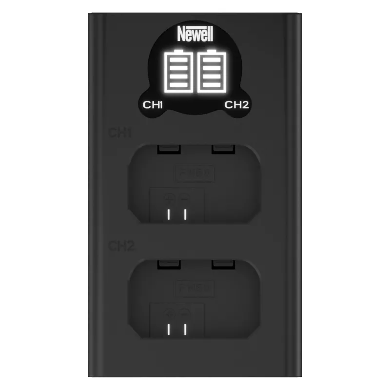 Carregador USB-C de dois canais Newell DL-USB-C para baterias Sony NP-FW50