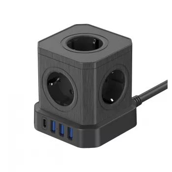 Régua de tomadas Newell GaN Power Cube 9W1 preta