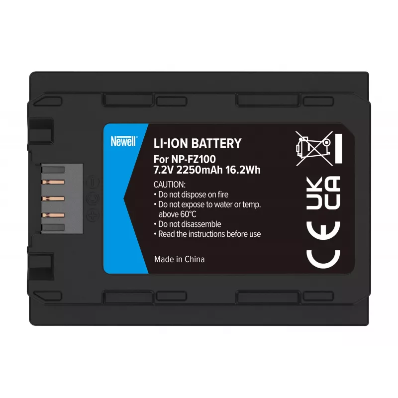 Newell bateria de substituição para Sony NP-FZ100, 2280mAh, 7,2V, Li-Ion, preta