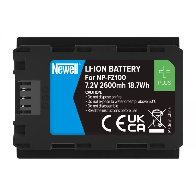 Newell Plus bateria de substituição NP-FZ100 para câmaras Sony, 2280mAh, 7,2V, Li-Ion, preta