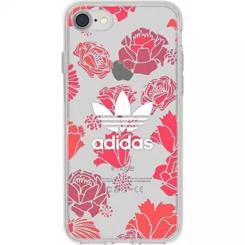 Adidas Capa transparente com flores para Apple iPhone 6/6s/7/8 vermelha