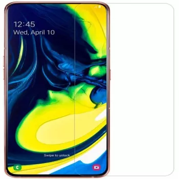 Película de vidro temperado plana de 0,33 mm Evelatus para Samsung Galaxy A80, transparente, com cola japonesa e revestimento antiestático