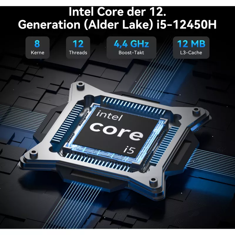 Mini PC GEEKOM IT12, Intel Core i7-1260P, 16GB RAM, 500GB SSD, Windows 11 Pro, azul