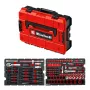 EINHELL-KWB E-Case mala de ferramentas automóvel, 121 peças (preto/vermelho, com conjunto de ferramentas para mecânicos amadores)