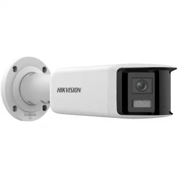 Câmara IP bullet exterior Hikvision DS-2CD2T47G2P-LSU/SL 4MP AcuSense com objetiva de 2,8 mm, luz branca, áudio bidirecional, flash, PoE