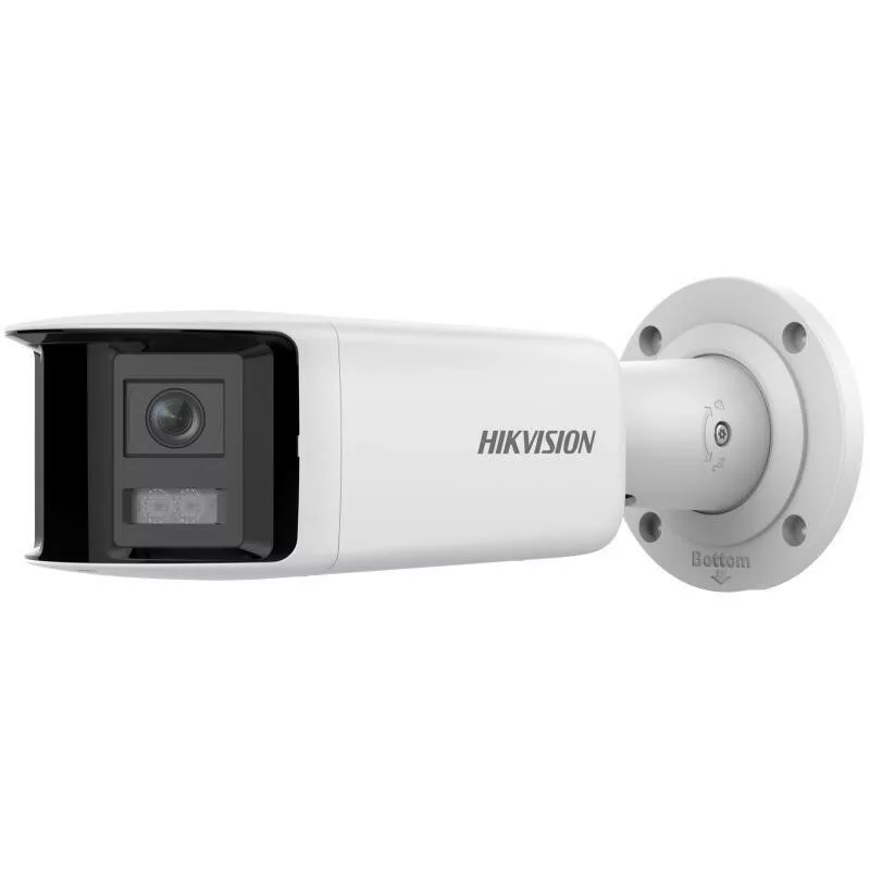 Câmara IP bullet exterior Hikvision DS-2CD2T47G2P-LSU/SL 4MP AcuSense com objetiva de 2,8 mm, luz branca, áudio bidirecional, flash, PoE